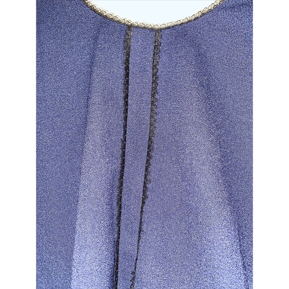 Grace and Mila Blouse Navy Blue French Low Open Back Button Lace Women's Medium - Picture 3 of 8